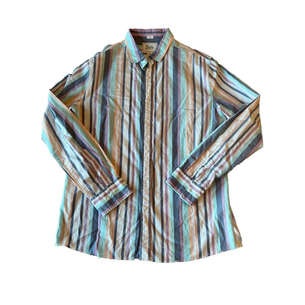 Bixby Nomad Button Up Shirt Adult Large Striped Colorful Long Sleeve Mens
